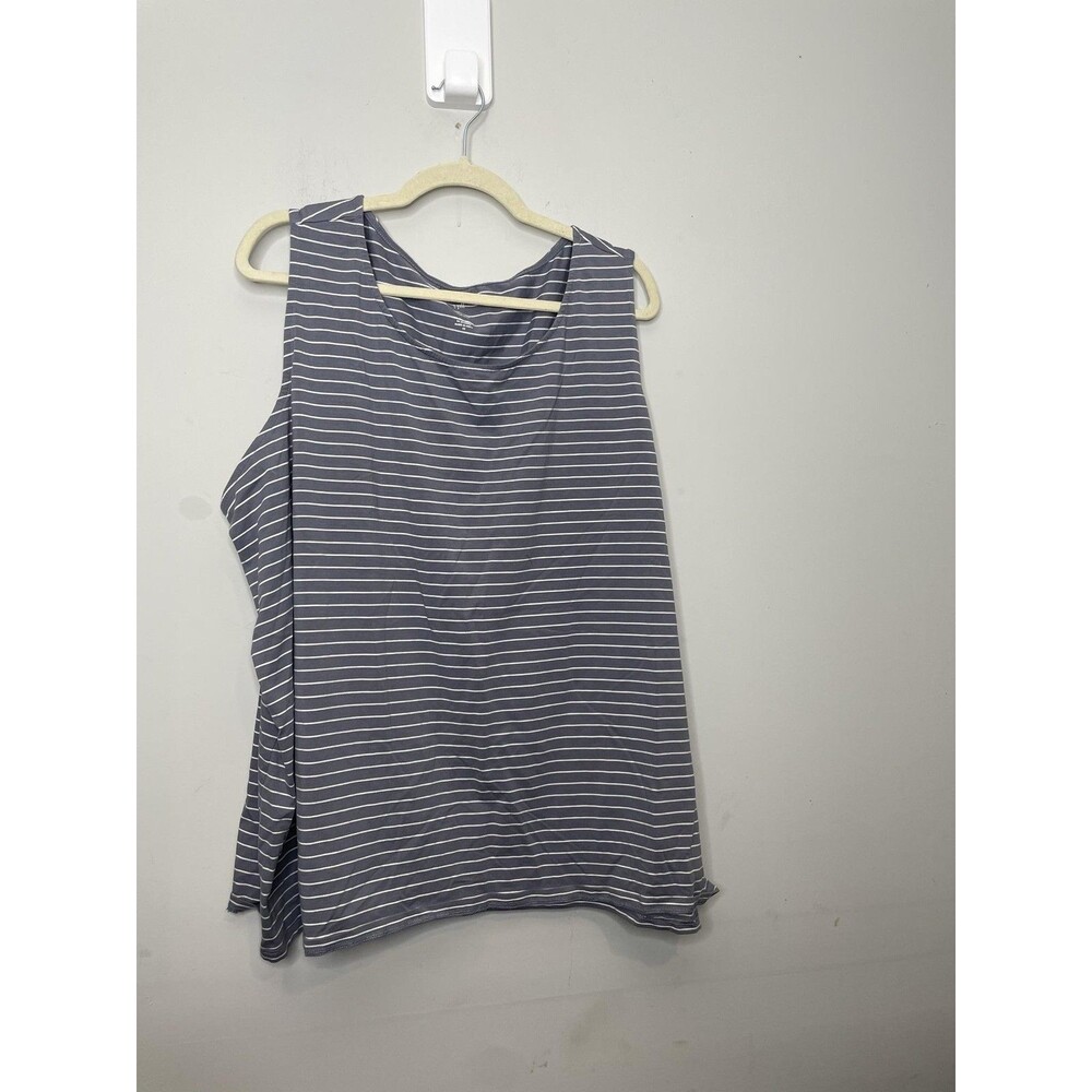 J. Jill Shirt Womens Plus 4X Gray Pima Stretch Knit Striped Scoop Neck Tank Top